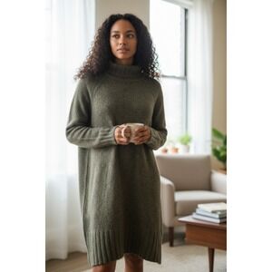 Banana Republic Wool/Yak Hair Blend Sweater Dress Roll Neck Size L Office Cozy